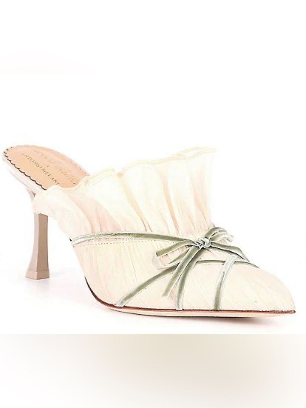 ANTONIO MELANI Cream Mule with Sage Bow